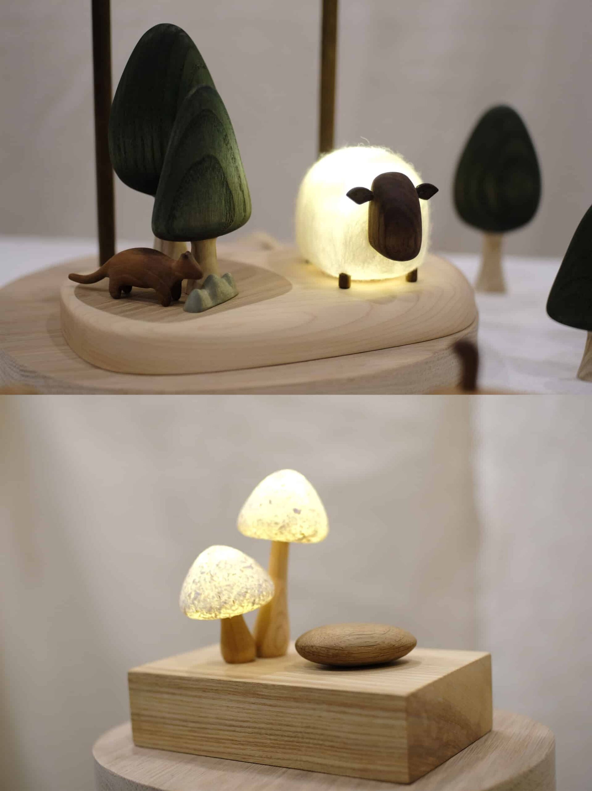 互動式木質燈飾_圖片提供／MoziDozen木子到森1
木作＋燈具，電燈開關和木頭的結合就像是解謎的過程